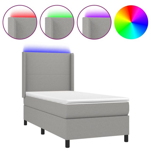 vidaXL Boxspringbett Boxspringbett mit Matratze und LED Stoff (80 x 200 cm, günstig online kaufen