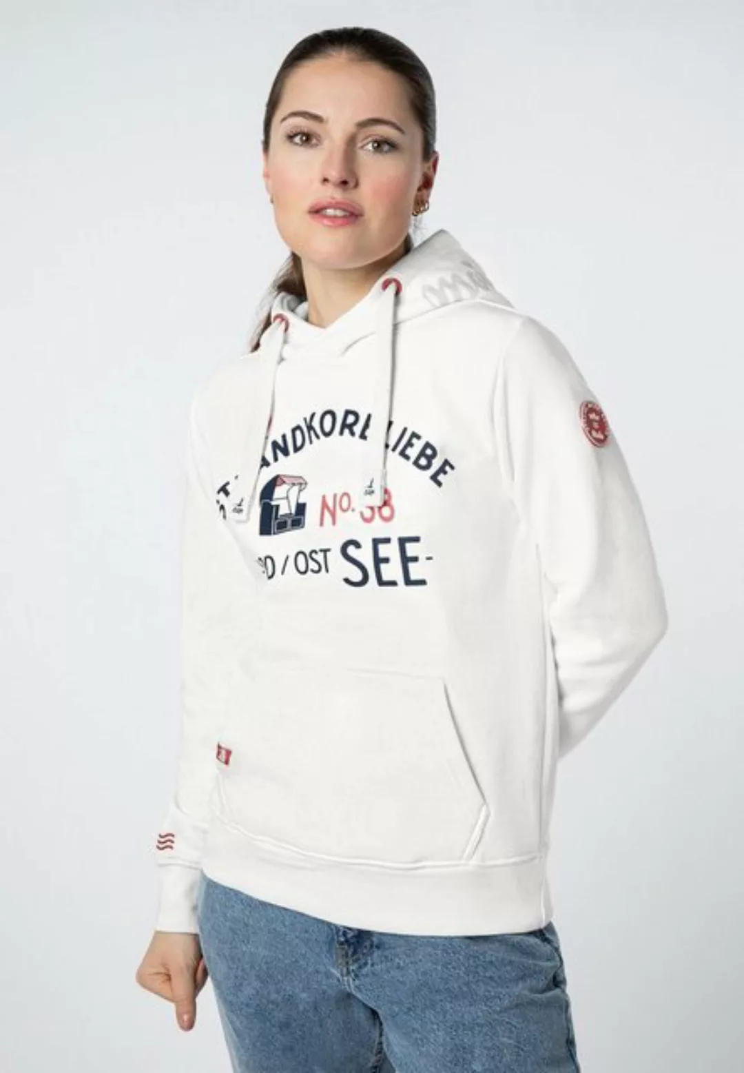 Eight2Nine Kapuzenpullover Hoodie mit Küstenprint günstig online kaufen
