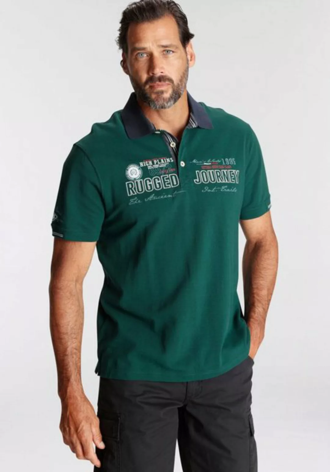 Man's World Poloshirt Kurzarm, mit Print, Stickerei und Badge, Polokragen günstig online kaufen