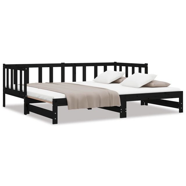 vidaXL Gästebett Gästebett Tagesbett Ausziehbar Schwarz 90x200 cm Massivhol günstig online kaufen