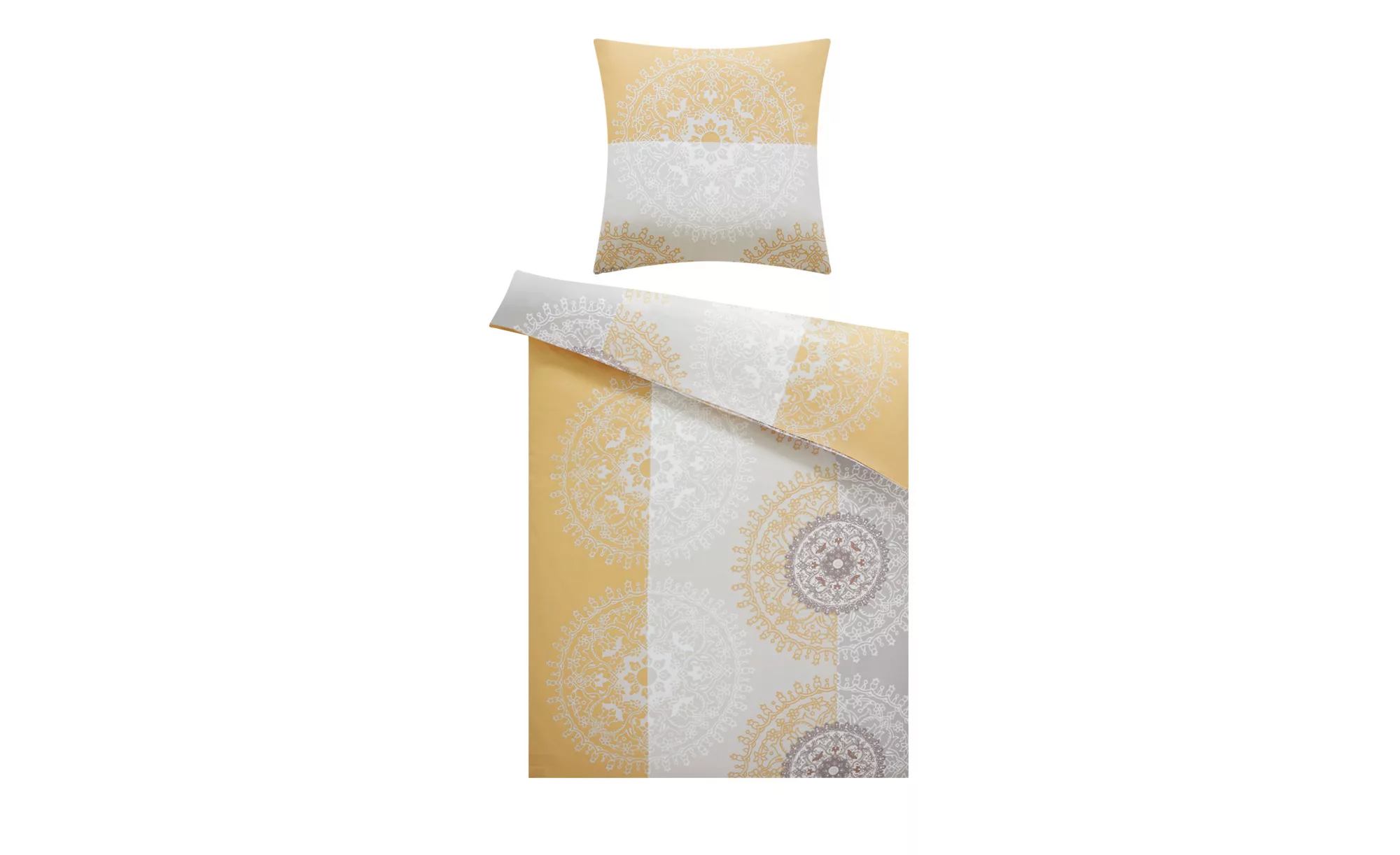 HOME STORY Satin Bettwäsche  Ornamente - gelb - 100% Baumwolle - 135 cm - S günstig online kaufen