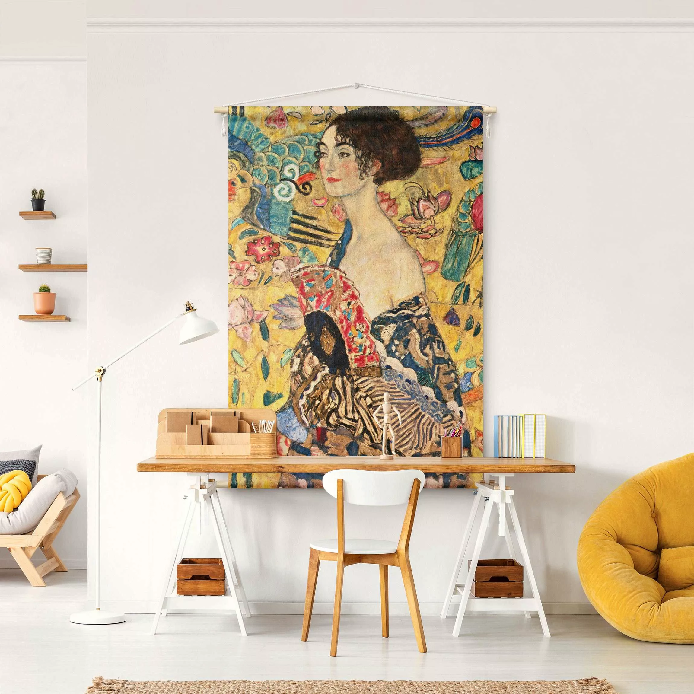 Wandteppich Gustav Klimt - Dame mit Fächer günstig online kaufen