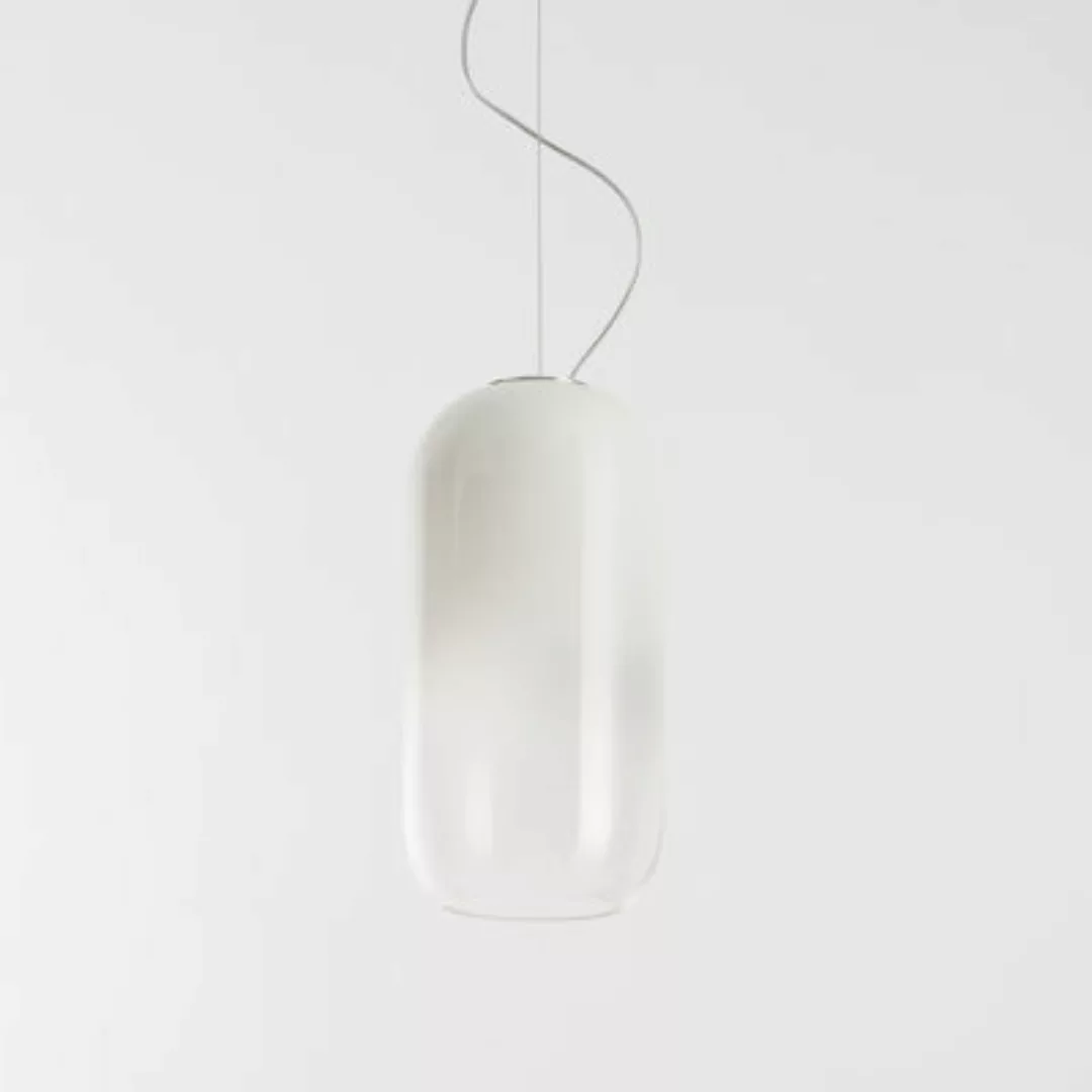 Artemide Gople Glas-Pendelleuchte, weiß/silber günstig online kaufen