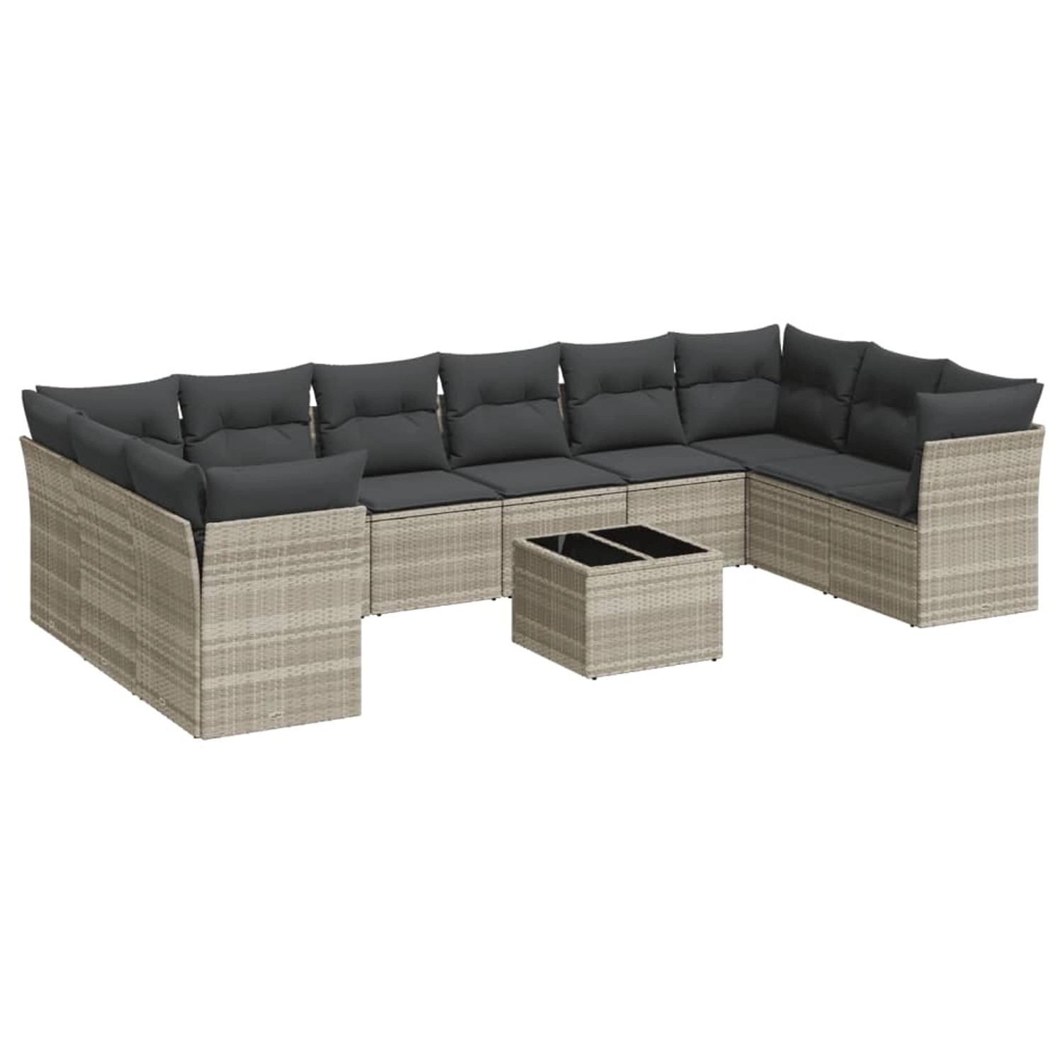vidaXL 11-Tlg Garten-Sofagarnitur mit Kissen Hellgrau Poly Rattan 3218212 günstig online kaufen
