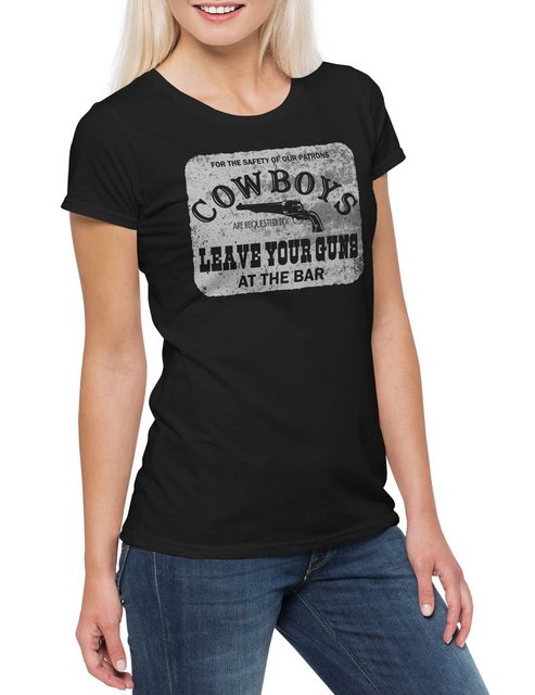 Urban Backwoods Print-Shirt Cowboys Safety Sign Damen T-Shirt Cowgirl USA U günstig online kaufen