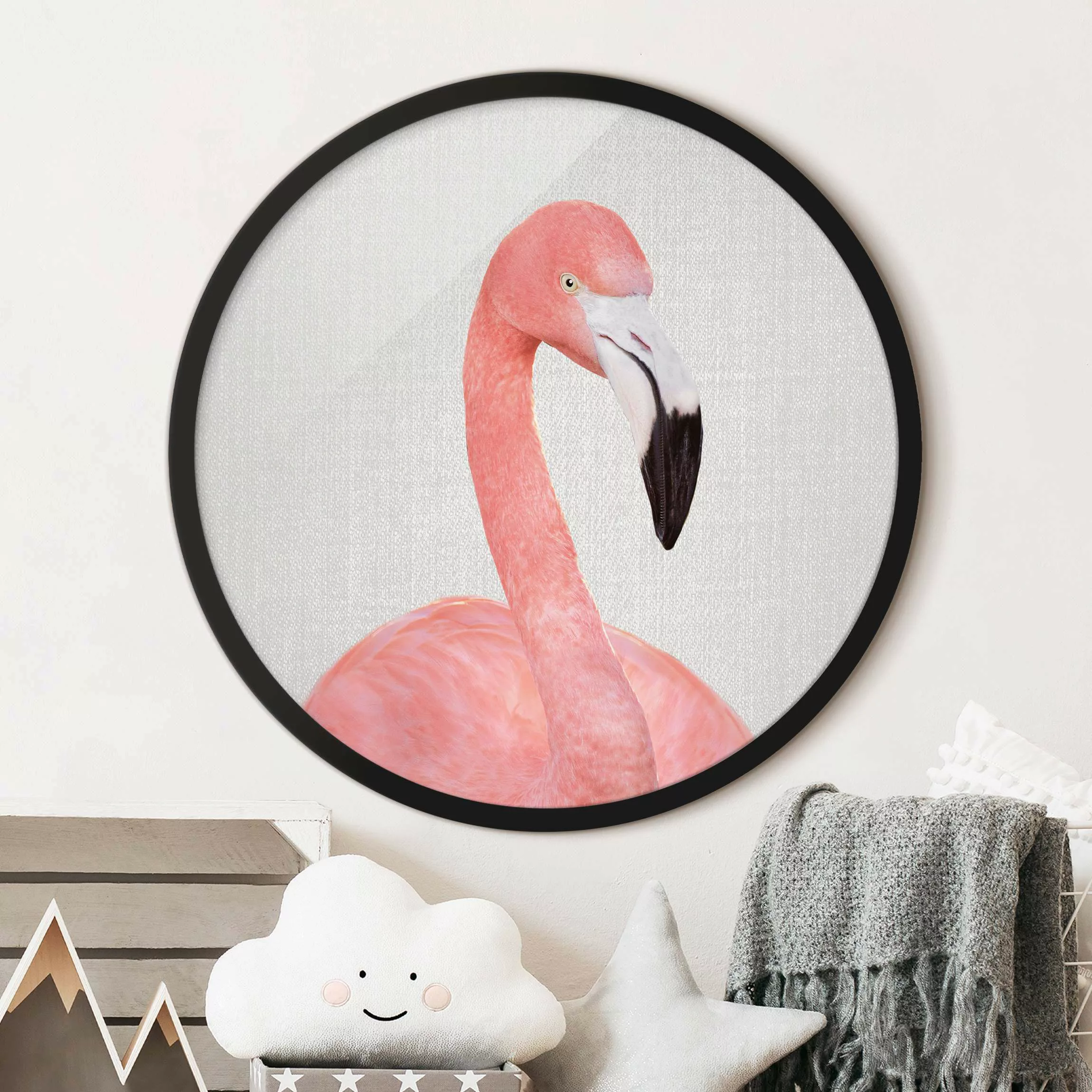 Rundes Gerahmtes Bild Flamingo Fabian günstig online kaufen