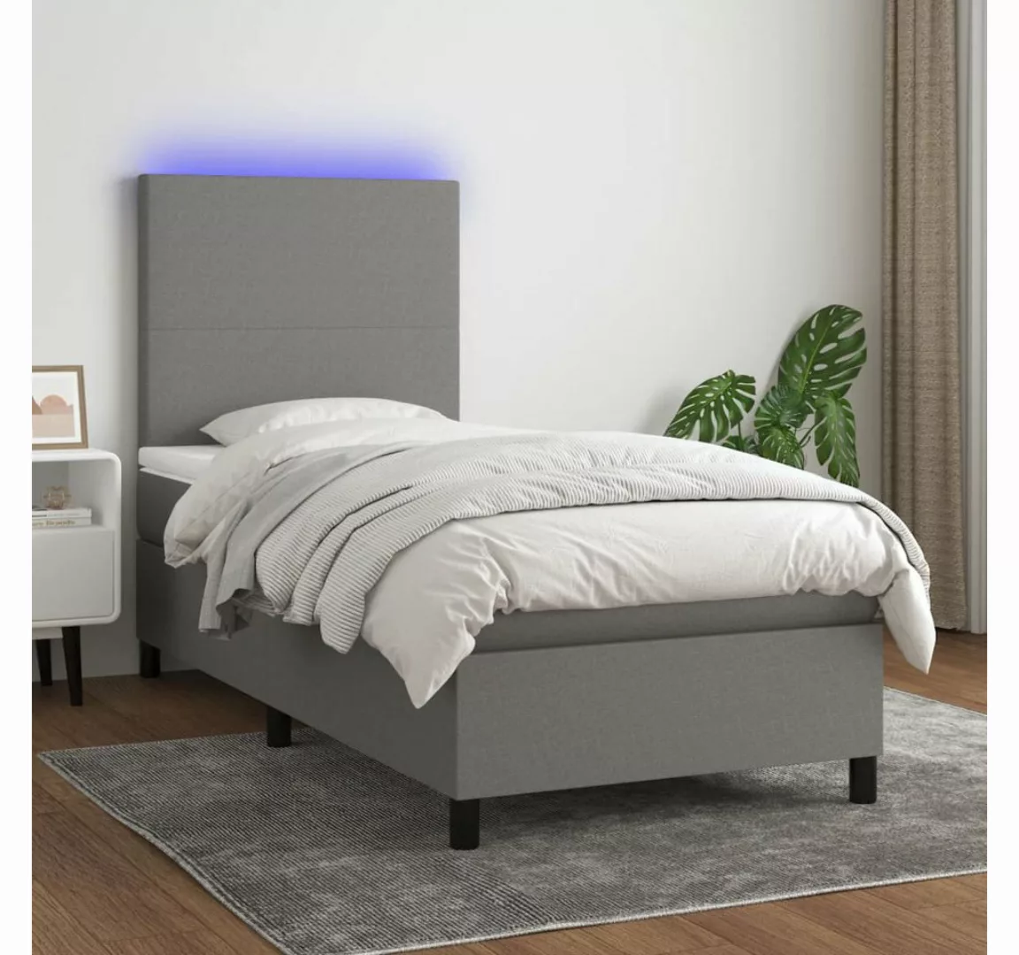 vidaXL Boxspringbett Bett Boxspringbett mit Matratze & LED Stoff (90 x 200 günstig online kaufen