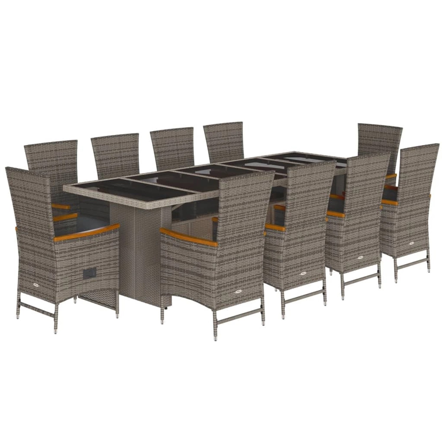 vidaXL 11-Tlg Garten-Essgruppe mit Kissen Grau Poly Rattan 3277561 günstig online kaufen