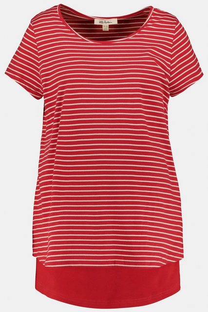Ulla Popken Rundhalsshirt Bellieva-Shirt doppellagig Ringel Shirt GOTS günstig online kaufen