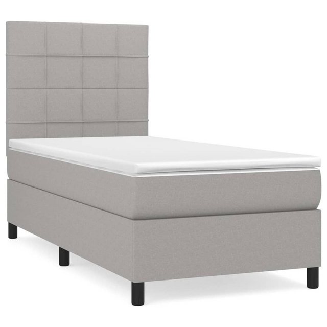 vidaXL Bett Boxspringbett mit Matratze & LED Hellgrau 80x200 cm Stoff günstig online kaufen