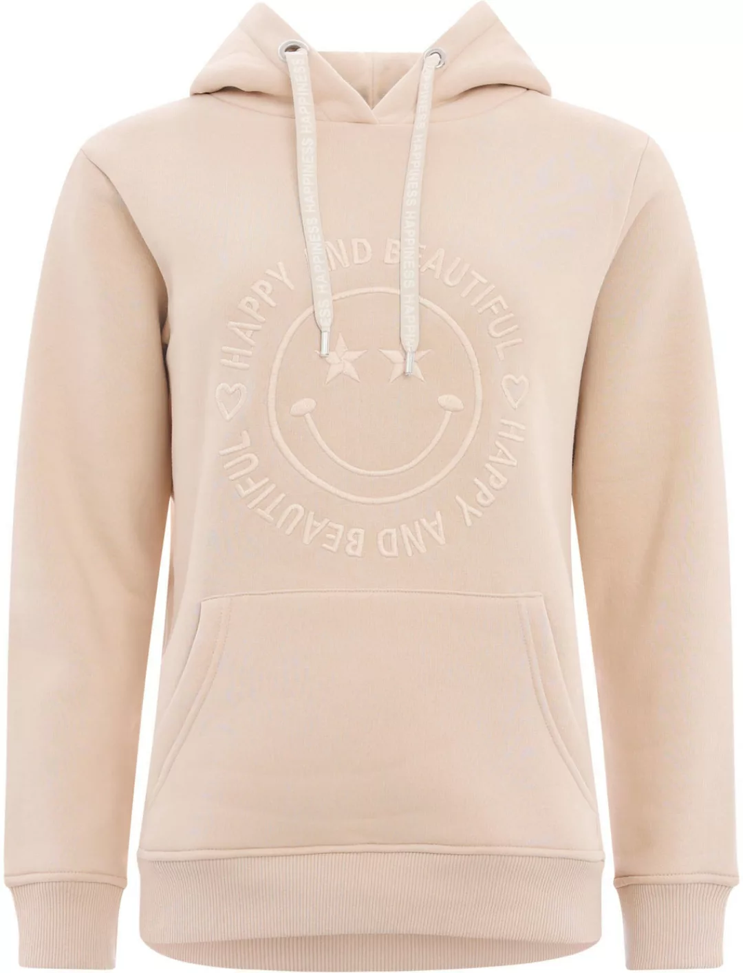 Zwillingsherz Hoodie "Happy and Beautiful", mit gleichfarbiger Smiley-Stick günstig online kaufen