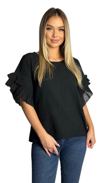 Mississhop Kurzarmshirt Charmantes Volant-Ärmel-Shirt – 100% Baumwolle M. 3 günstig online kaufen