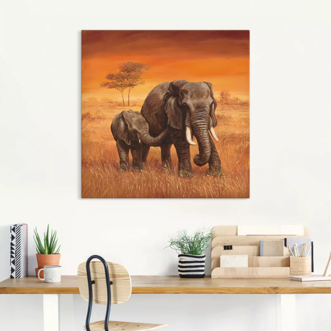 Artland Wandbild "Elefanten II", Wildtiere, (1 St.) günstig online kaufen
