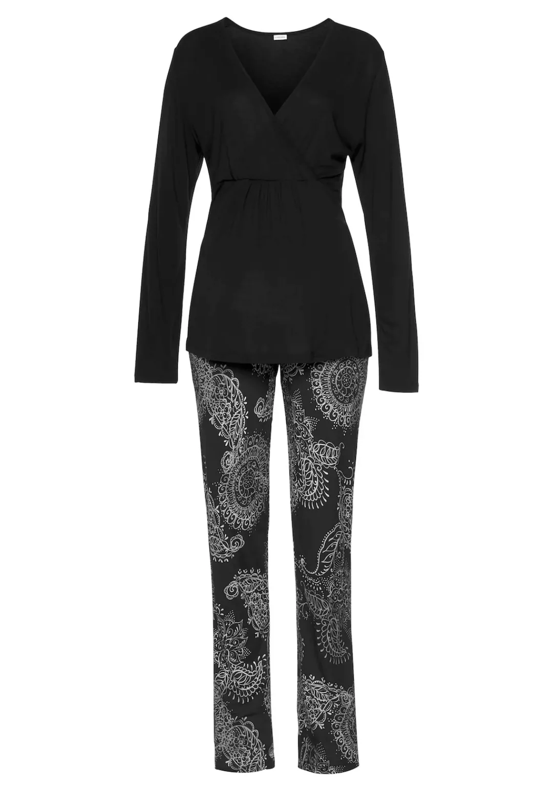 Vivance Dreams Pyjama, (2 tlg.), im schwarz-weißen Paisley-Dessin günstig online kaufen