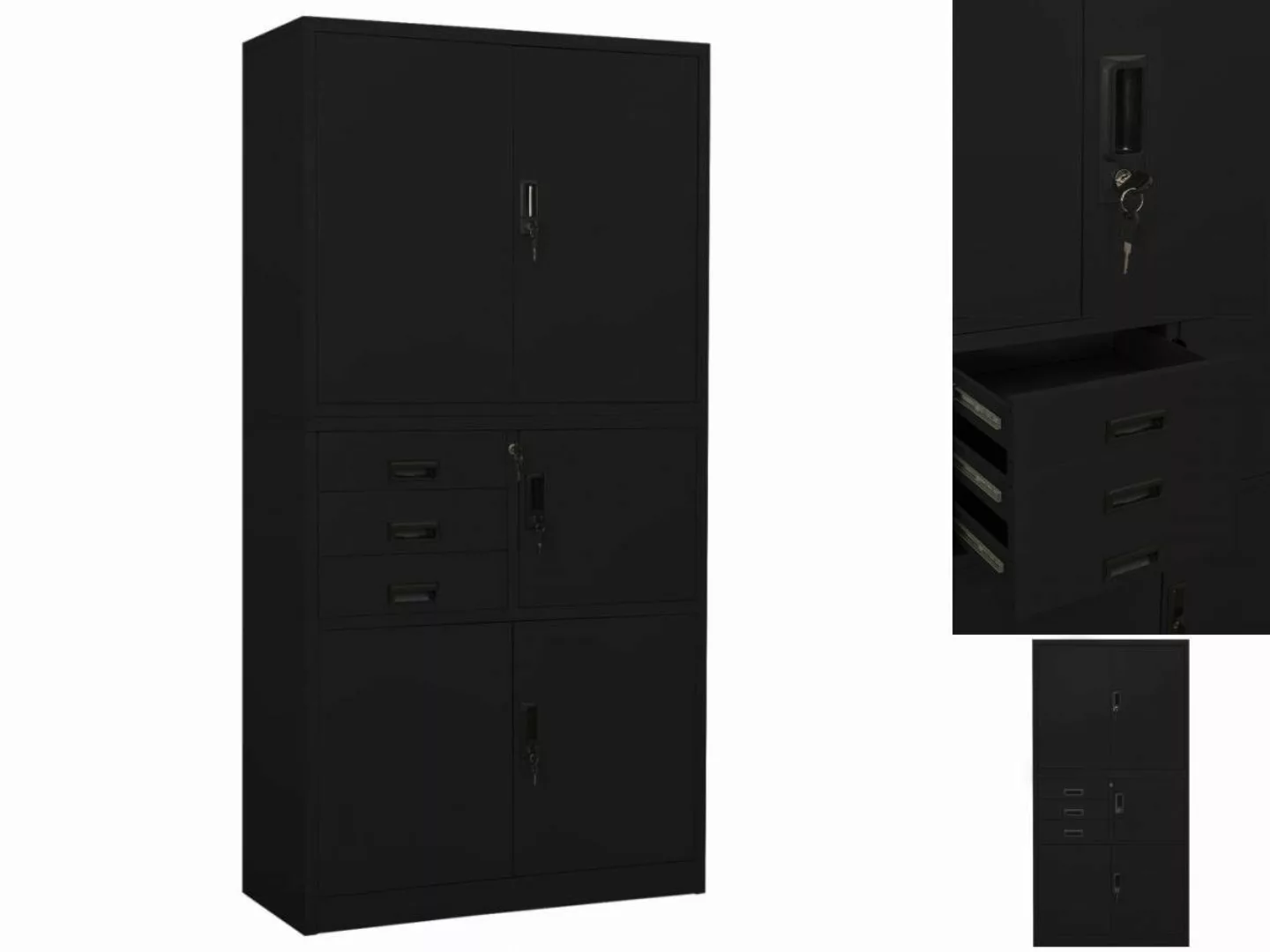 vidaXL Aktenschrank Büroschrank Schwarz 90x40x180 cm Stahl günstig online kaufen