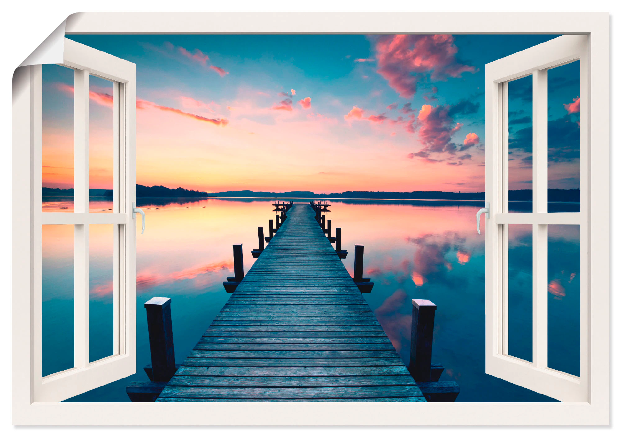 Artland Wandbild "Pier im Sonnenaufgang", Fensterblick, (1 St.), als Leinwa günstig online kaufen