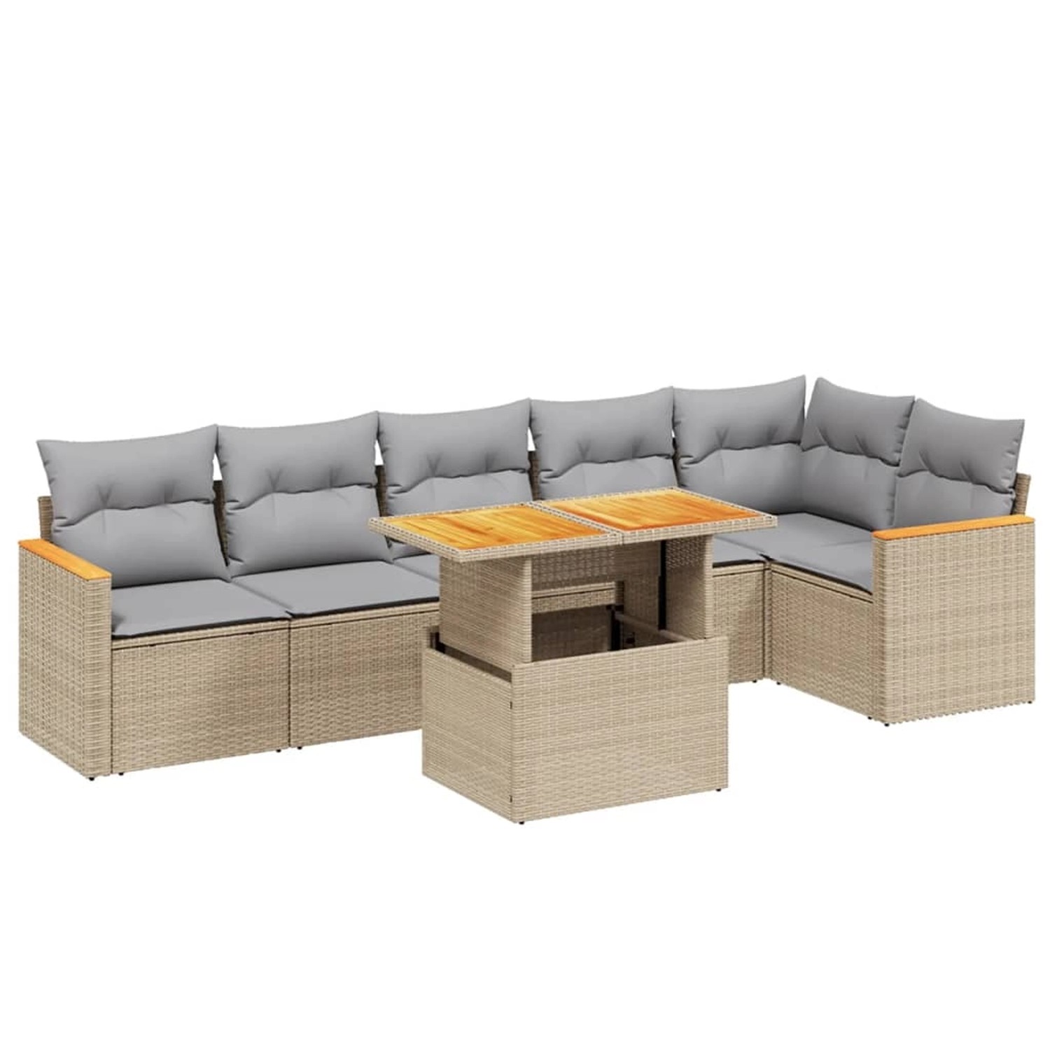 vidaXL 7-tlg Garten-Sofagarnitur mit Kissen Beige Poly Rattan Modell 358 günstig online kaufen