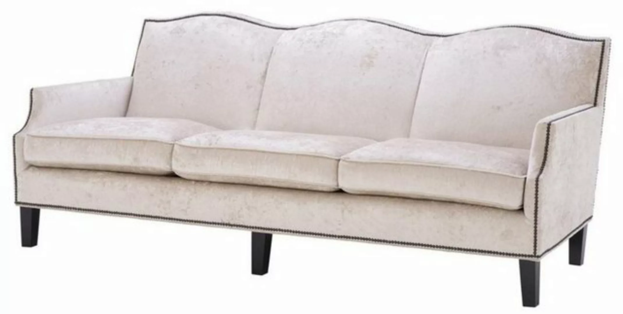 Casa Padrino Sofa Luxus Wohnzimmer Sofa Creme / Schwarz 220 x 98 x H. 90 cm günstig online kaufen