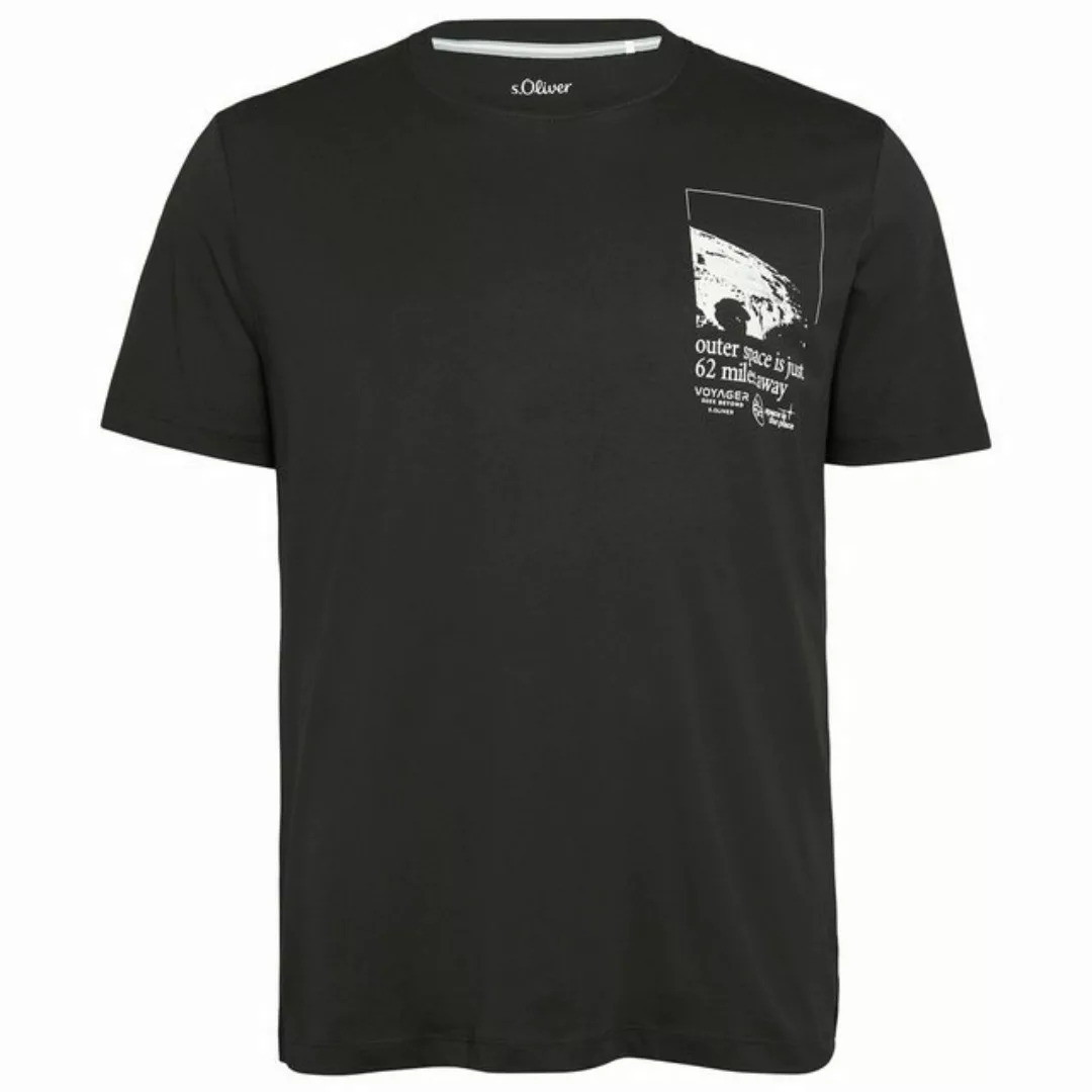 s.Oliver Rundhalsshirt Große Größe Herren T-Shirt schwarz Brustprint s.Oliv günstig online kaufen