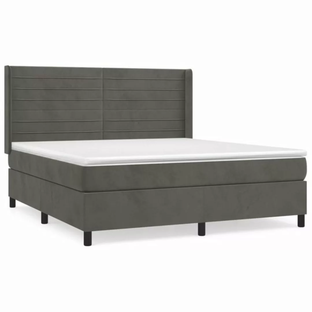 vidaXL Bettgestell Boxspringbett mit Matratze Dunkelgrau 180x200 cm Samt Be günstig online kaufen