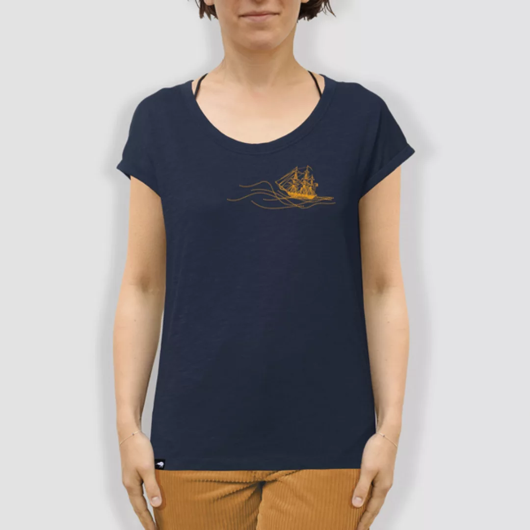 Damen T-shirt, "Rückenwind", Navy, Locker Geschnitten günstig online kaufen