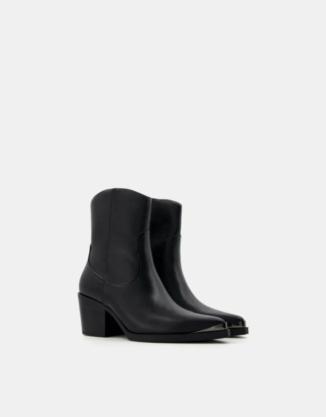 Bershka Stiefeletten Im Cowboylook Mit Absatz Und Metallic-Spitze Damen 39 günstig online kaufen