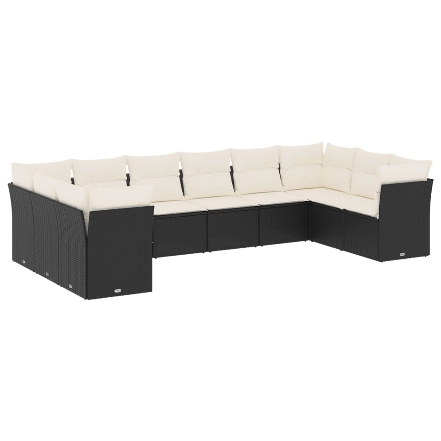 vidaXL 10-Tlg Garten-Sofagarnitur mit Kissen Schwarz Poly Rattan 3218196 günstig online kaufen