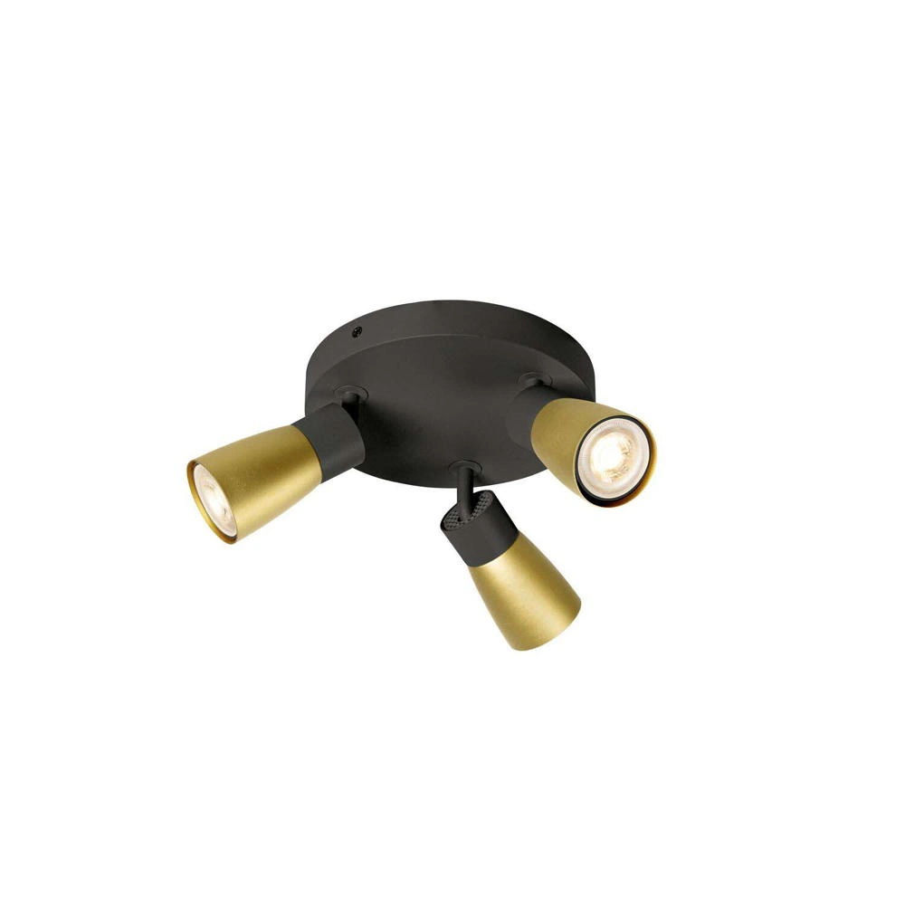 Wand- und Deckenleuchte Puri 2.0 Dome in Gold und Schwarz 6W GU10 rund 3-fl günstig online kaufen