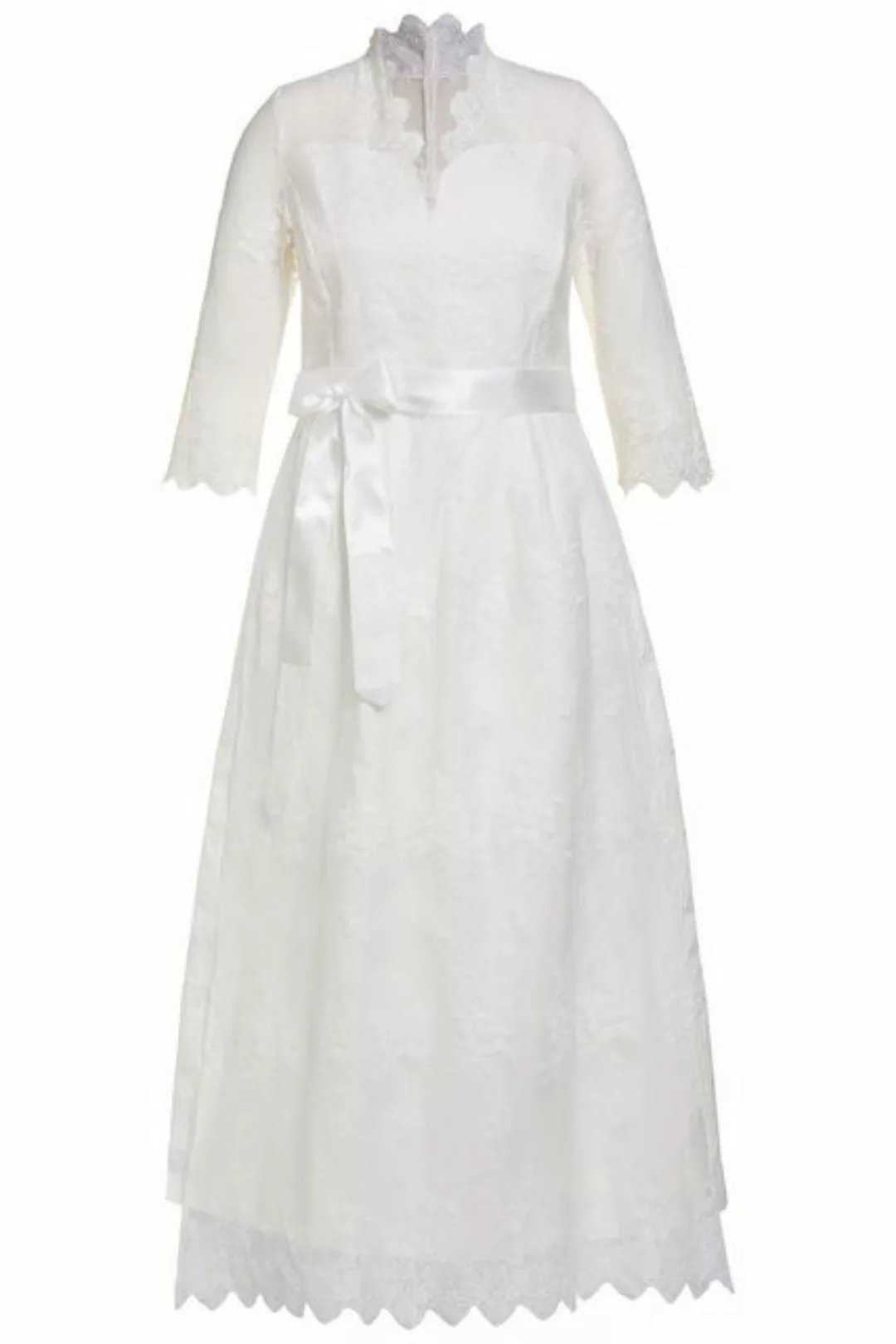 Ulla Popken Brautkleid Braut-Dirndl Spitze Stehkragen 3/4-Ärmel günstig online kaufen