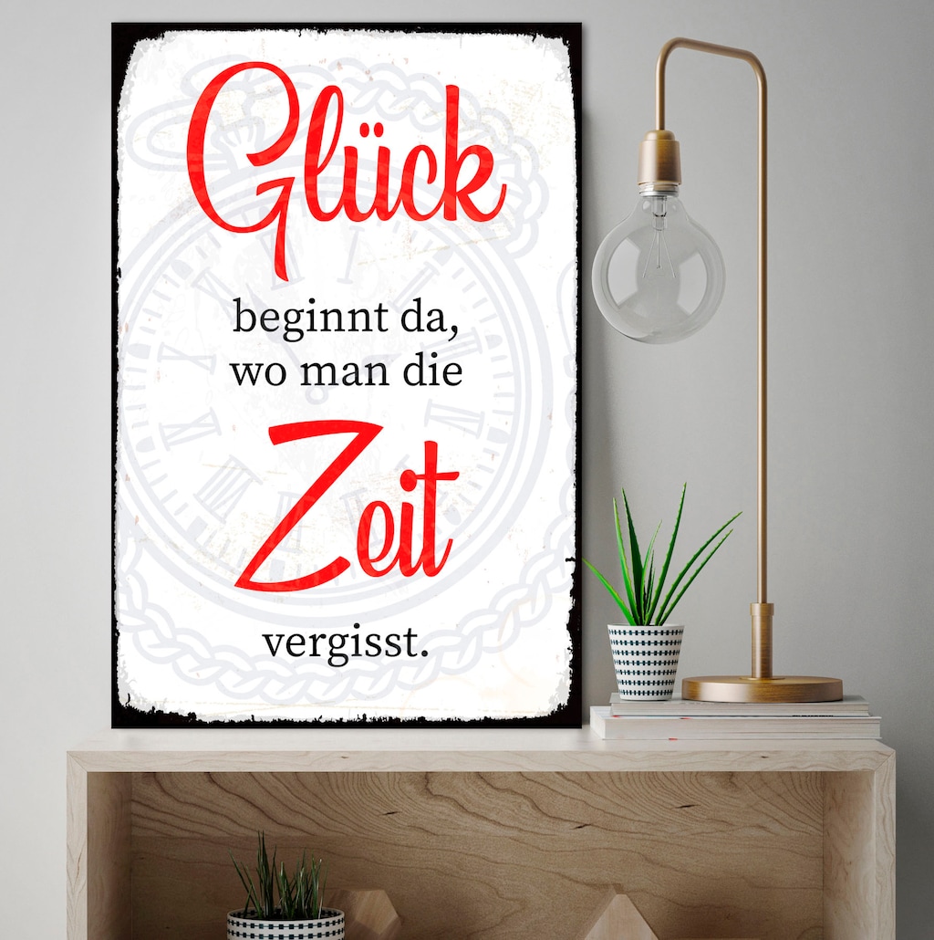 queence Metallbild "Zeit", Schriftzüge-Schriftzug-Sprüche-Sprüche & Texte, günstig online kaufen