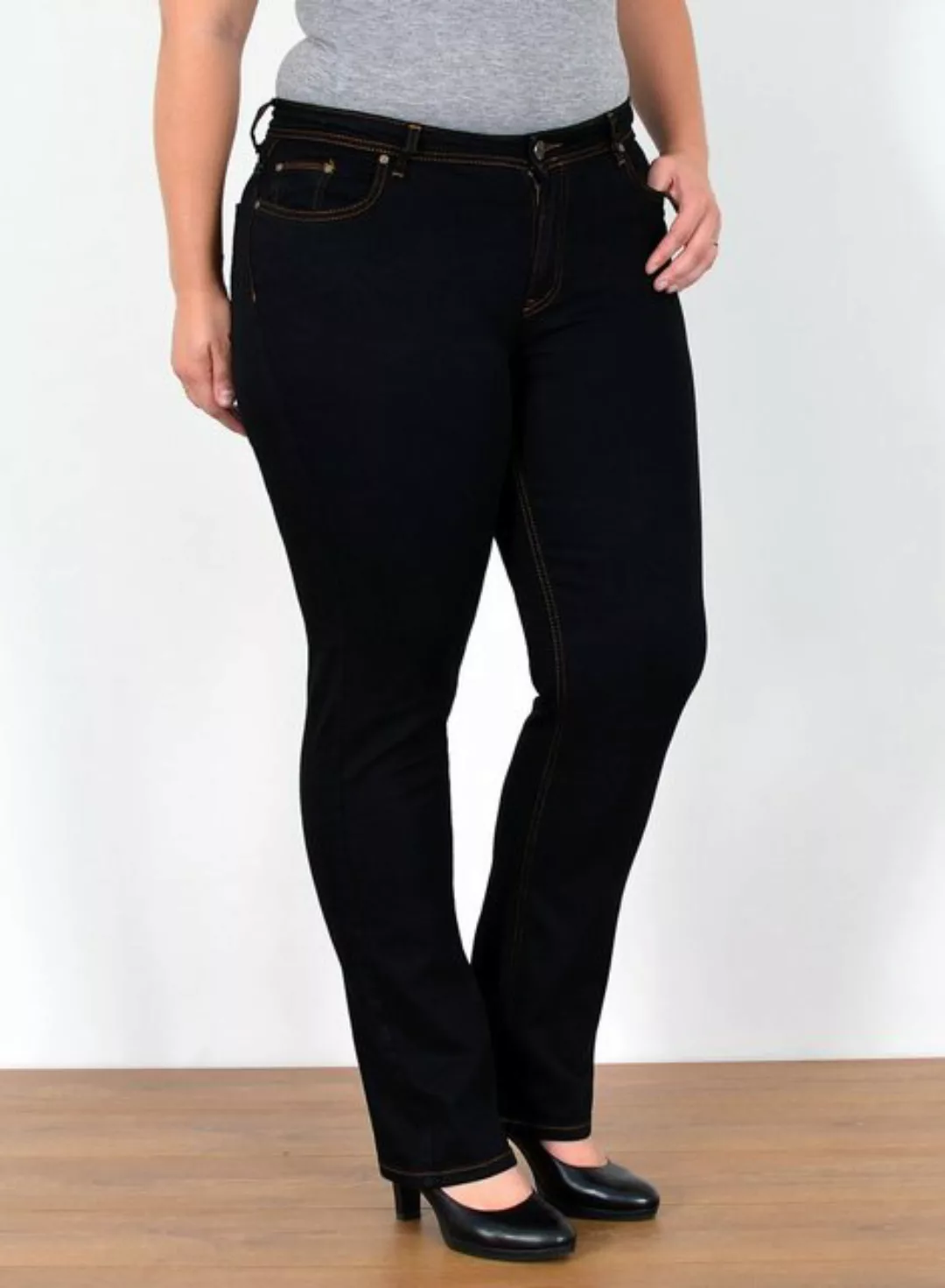 ESRA Straight-Jeans Damen Jeanshose Gerader Schnitt Stretch Hose hoher Bund günstig online kaufen