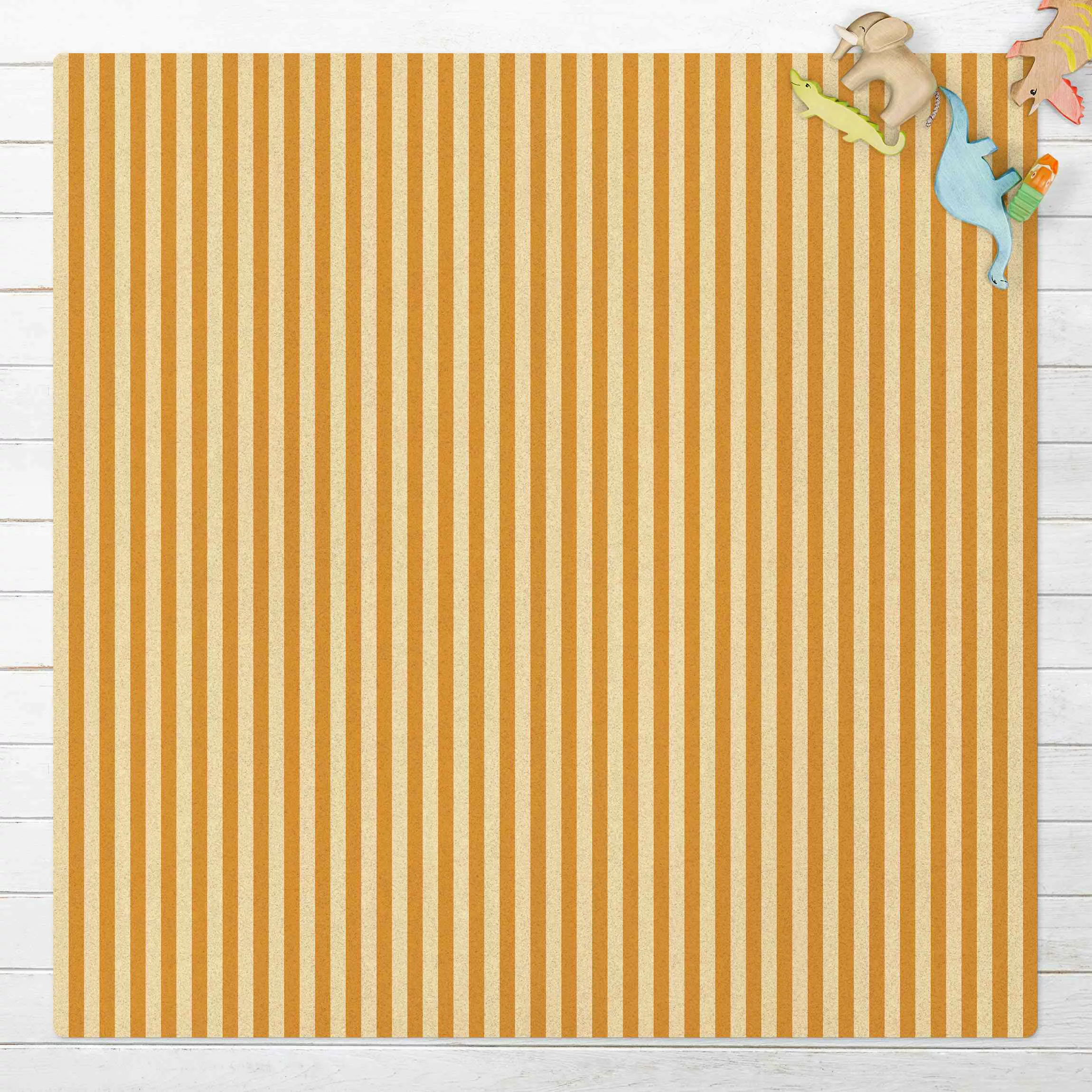 Kork-Teppich No.YK46 Streifen Gelb Beige günstig online kaufen