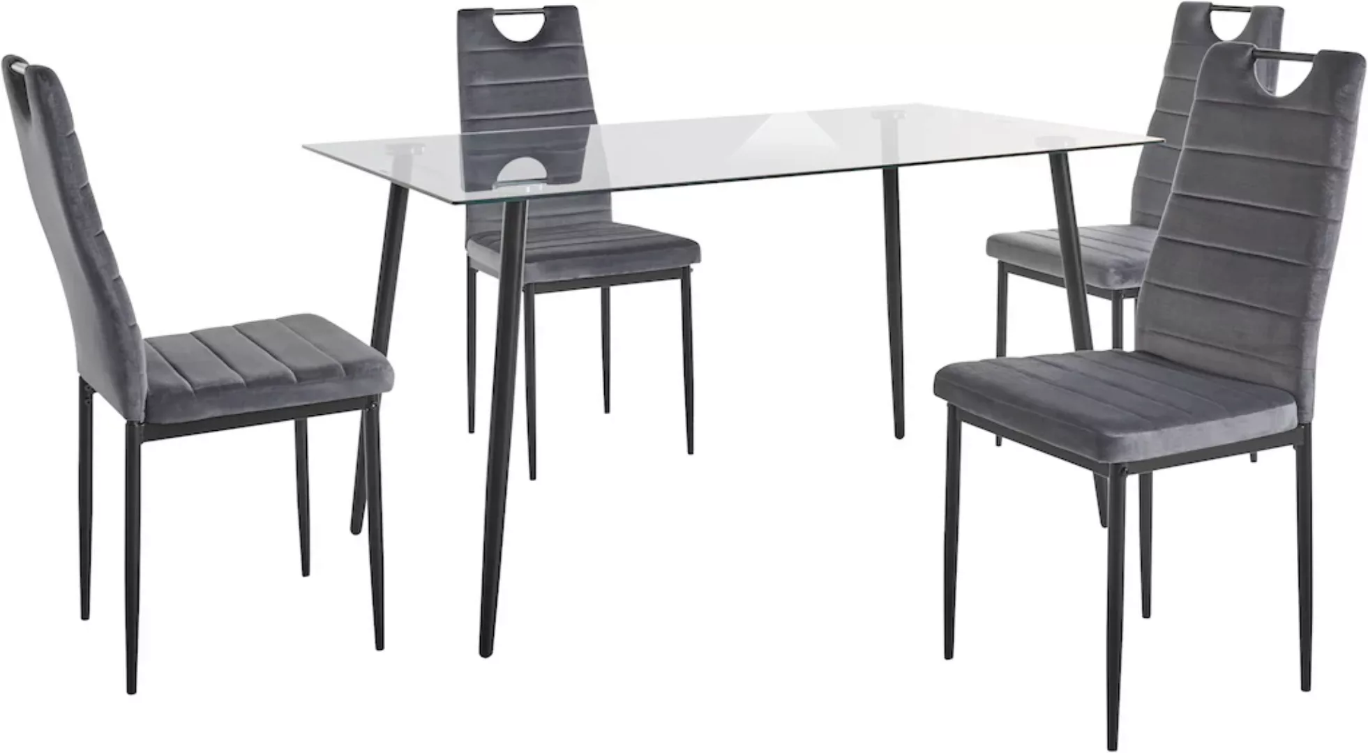 INOSIGN Essgruppe, (Set, 5 tlg.), Glastisch, Breite 140 cm und 4 Esszimmers günstig online kaufen