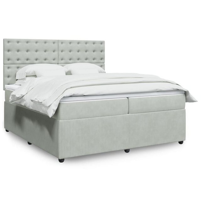 vidaXL Boxspringbett, Boxspringbett mit Matratze Hellgrau 200x200 cm Samt günstig online kaufen