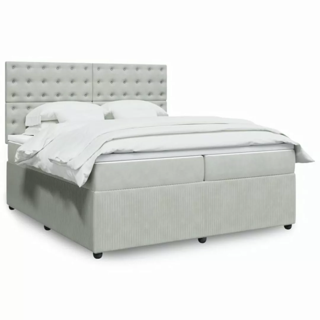 vidaXL Boxspringbett, Boxspringbett mit Matratze Hellgrau 200x200 cm Samt günstig online kaufen