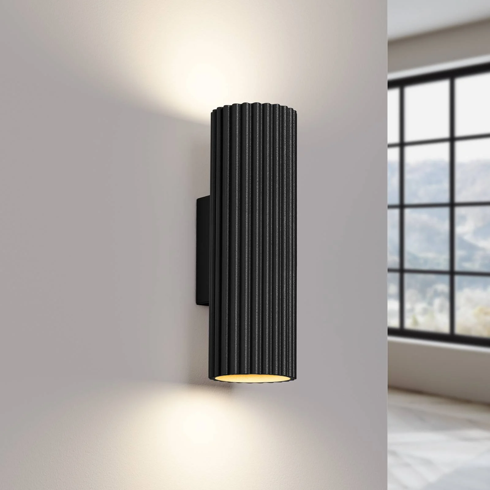 Wandleuchte Karbon, schwarz, Höhe 20 cm, Aluminium, 2-flg. günstig online kaufen