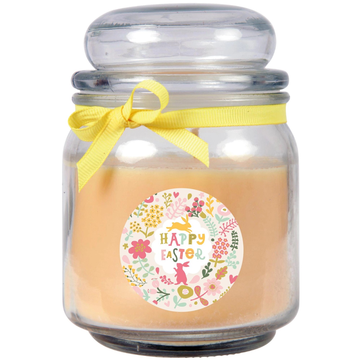 HS Candle Duftkerze & Glas Ostern Creme Bonbon 70h Happy Easter Blumen günstig online kaufen