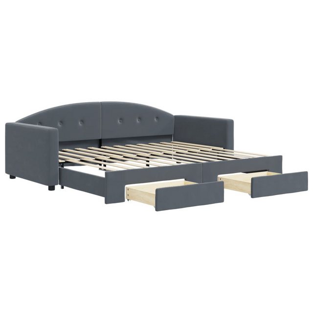 vidaXL Bett Tagesbett Ausziehbar mit Schubladen Dunkelgrau 90x200 cm Samt günstig online kaufen