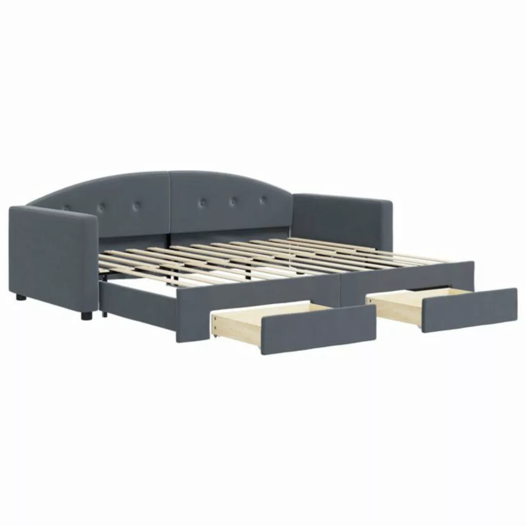 vidaXL Bett Tagesbett Ausziehbar mit Schubladen Dunkelgrau 90x200 cm Samt günstig online kaufen