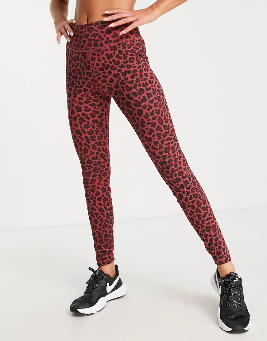 Nike Training – One – Rosa Leggings mit glitzerndem Leopardenmuster günstig online kaufen