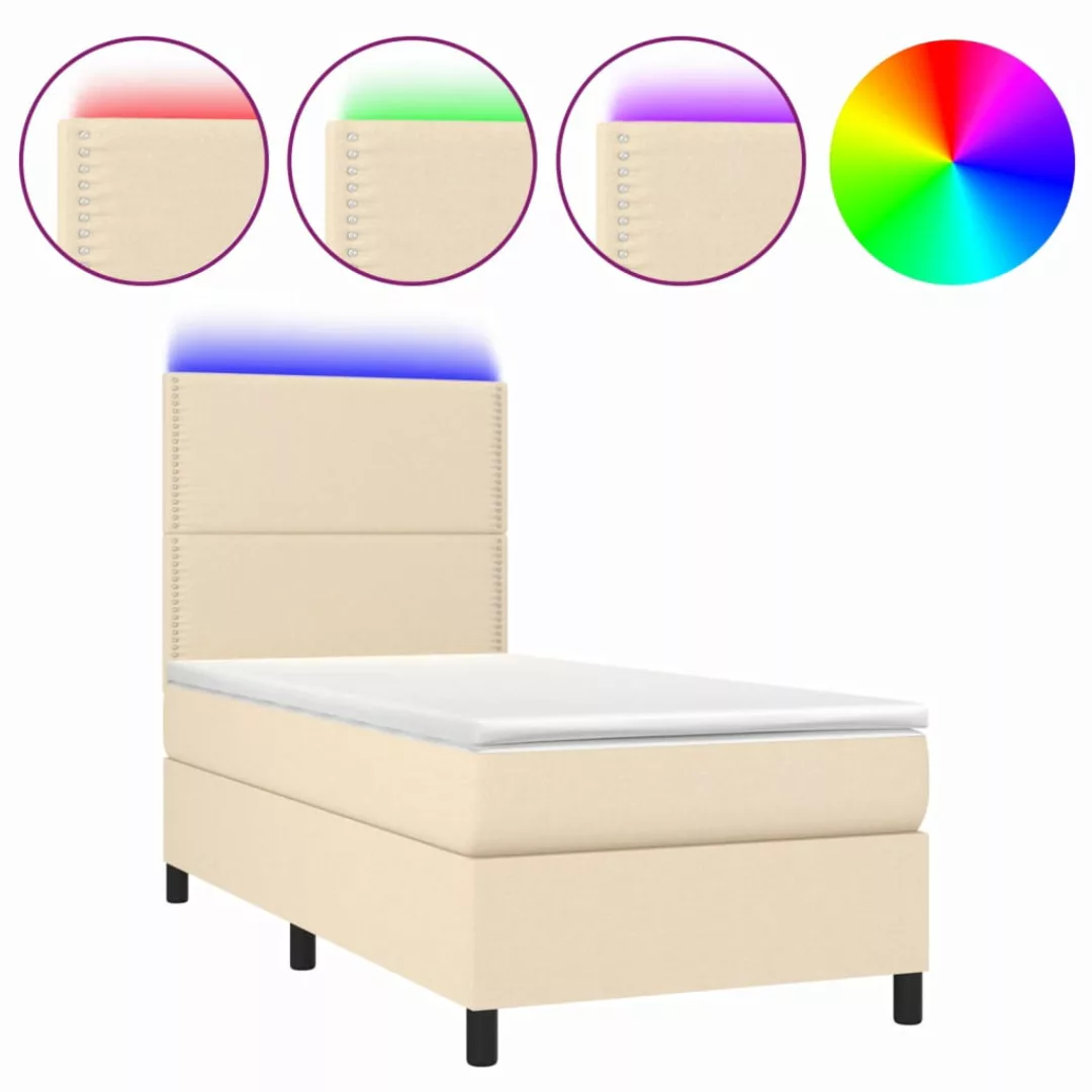 Vidaxl Boxspringbett Mit Matratze & Led Creme 100x200 Cm Stoff günstig online kaufen