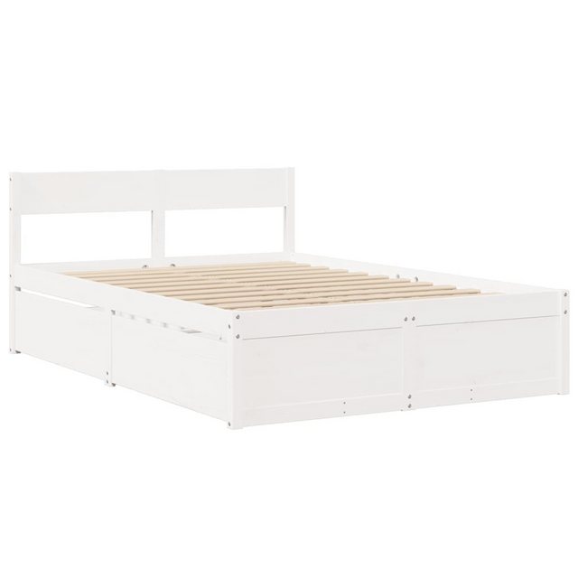 vidaXL Bett Massivholzbett mit Schubladen Weiß 140x190 cm Kiefer günstig online kaufen