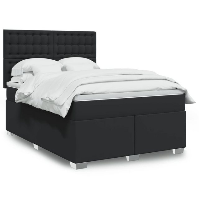 vidaXL Boxspringbett mit Matratze Schwarz 160x200 cm Kunstleder2107894 günstig online kaufen