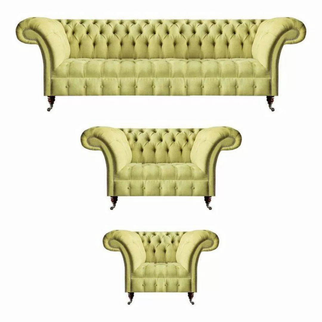 JVmoebel Chesterfield-Sofa Wohnzimmer Sofa Set 3tlg Luxus Sitzmöbel Chester günstig online kaufen