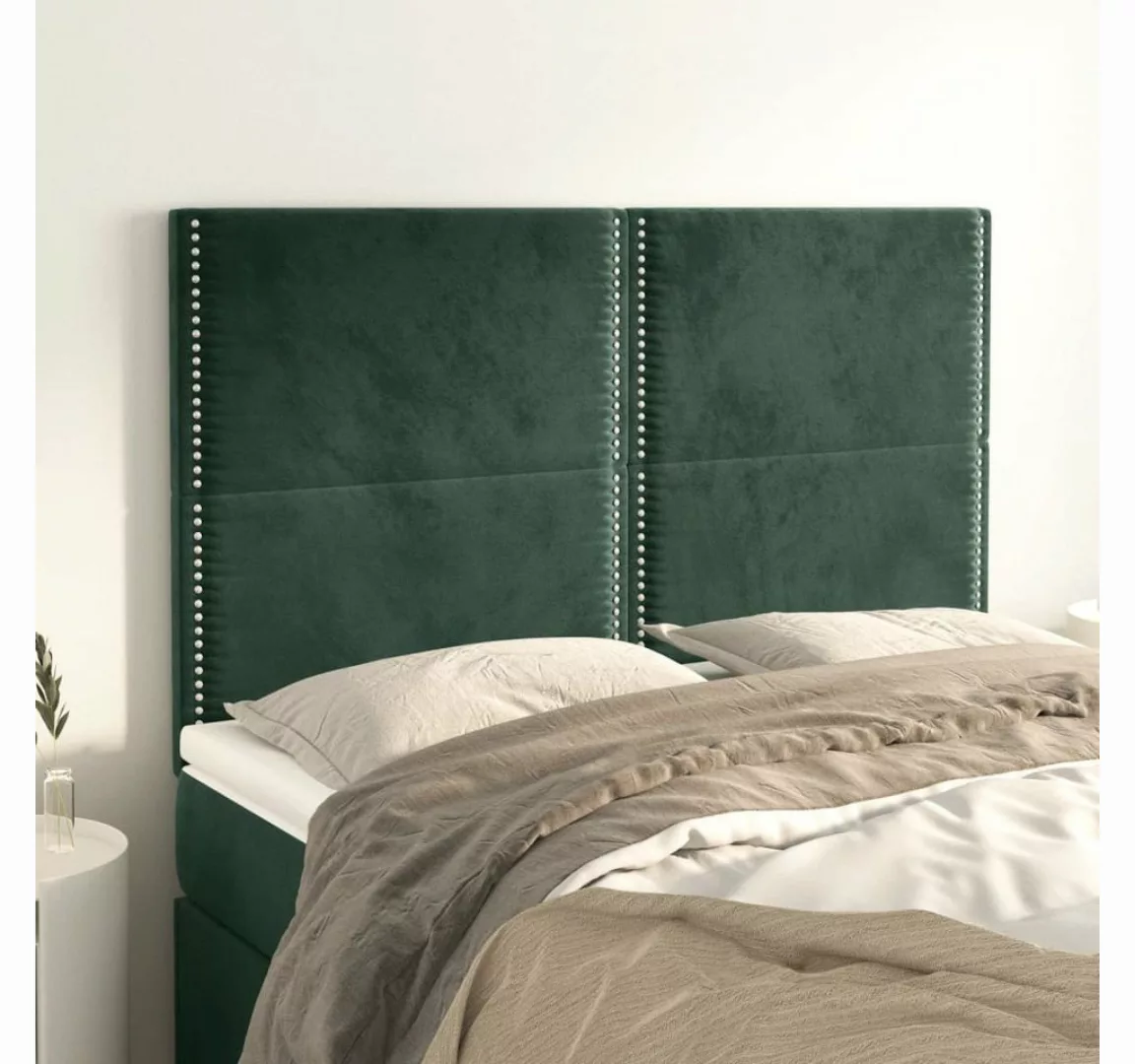 vidaXL Bett, Kopfteile 4 Stk. Dunkelgrün 72x5x78/88 cm Samt günstig online kaufen