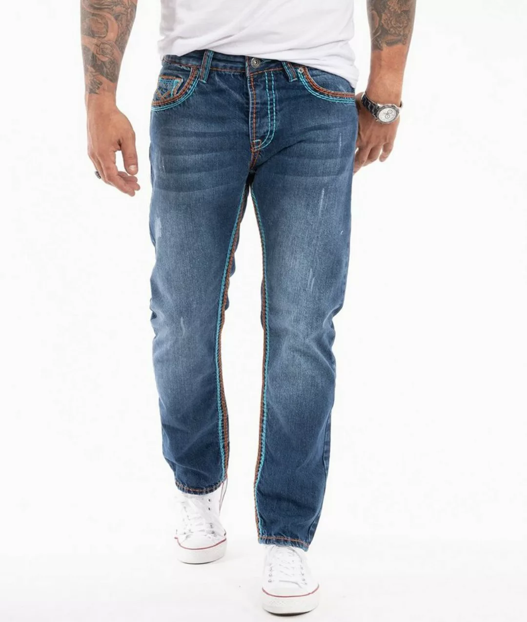 Rock Creek Straight-Jeans Herren Jeans dicke Nähte RC-2270 günstig online kaufen