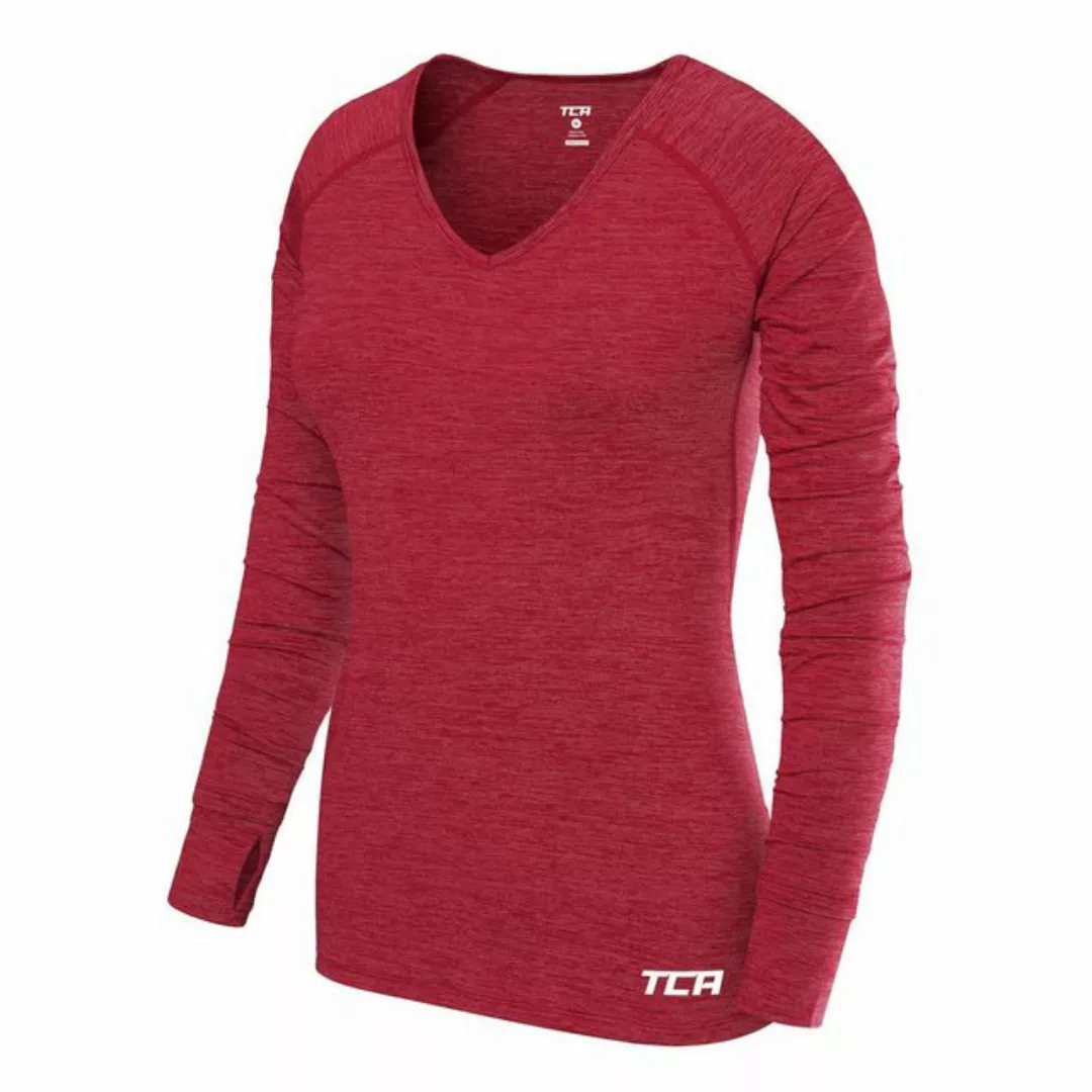 TCA Langarmshirt Damen Laufshirt V-Ausschnitt Langarm - Rosa, TCA (1-tlg) günstig online kaufen