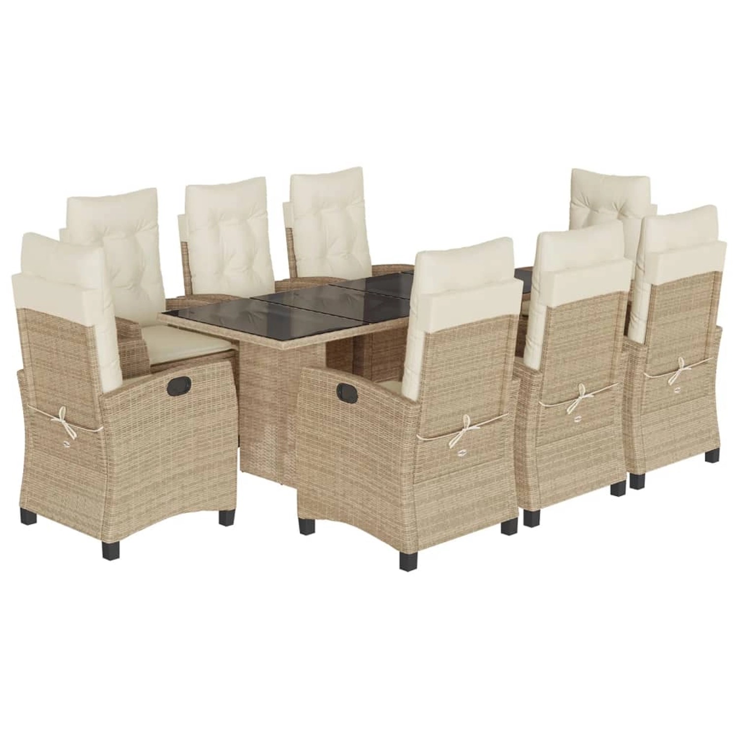 vidaXL 9-tlg Garten-Essgruppe mit Kissen Beige Poly Rattan Modell 28 günstig online kaufen