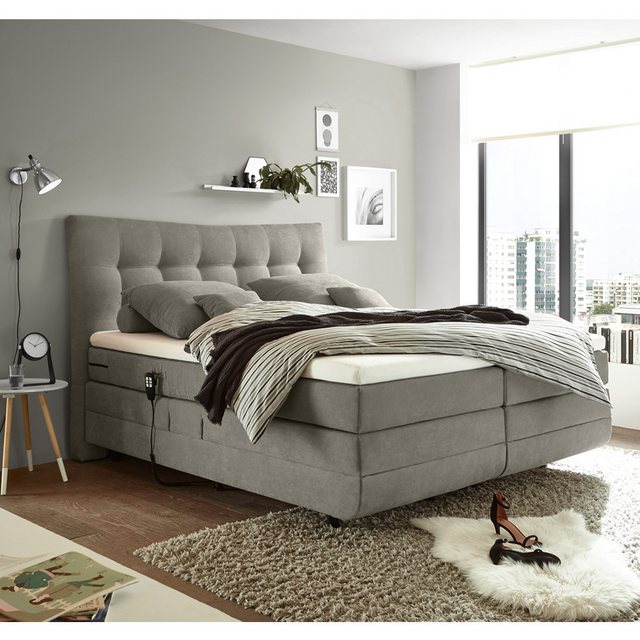 Boxspringbett Doppelbett elektrisch verstellbar in der Farbe sand in 180x20 günstig online kaufen