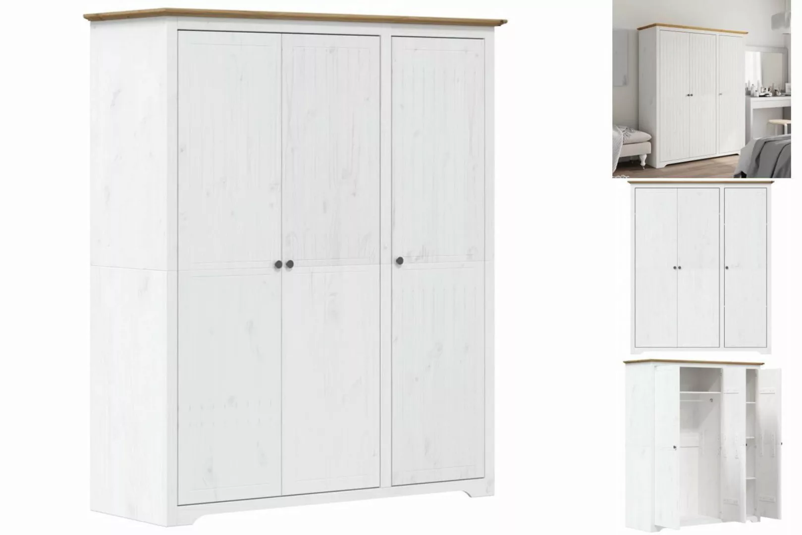 vidaXL Kleiderschrank Kleiderschrank BODO Weiß Braun 151,5x52x176,5 cm Kief günstig online kaufen